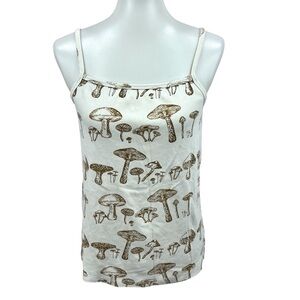 Kate Quinn Organic Cotton Woodland Mushroom Print Square Neck Cami Tank Top